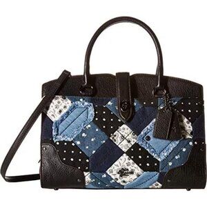 Coach Mercer 30 Canyon Quilt Denim Shoulder Satchel Handbag w/ Detachable Strap